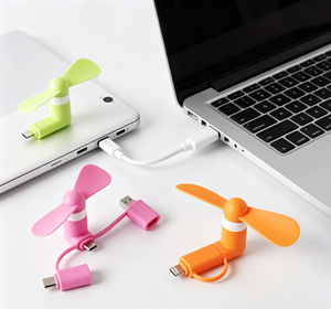Ventilateur portable USB à clipser avec 3 pales, connecteur Type C pour téléphone et ordinateur portable, mini-appareil de refroidissement léger en plastique - Product Image 1
