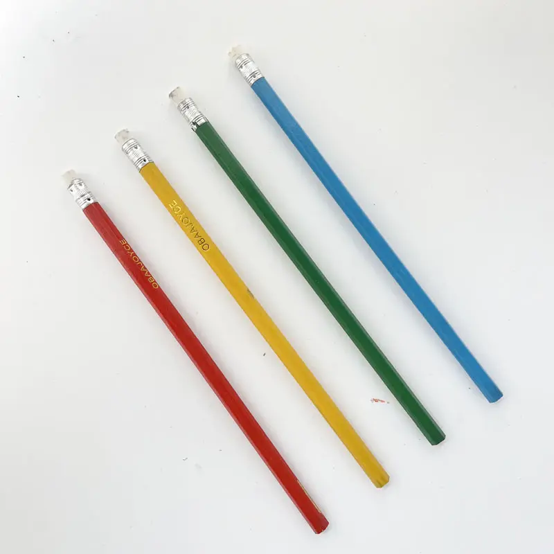 Hot Sale Green Red Blue Yellow HB Blank Bulk Wood Pencils Supplies Custom Logo and Package Available