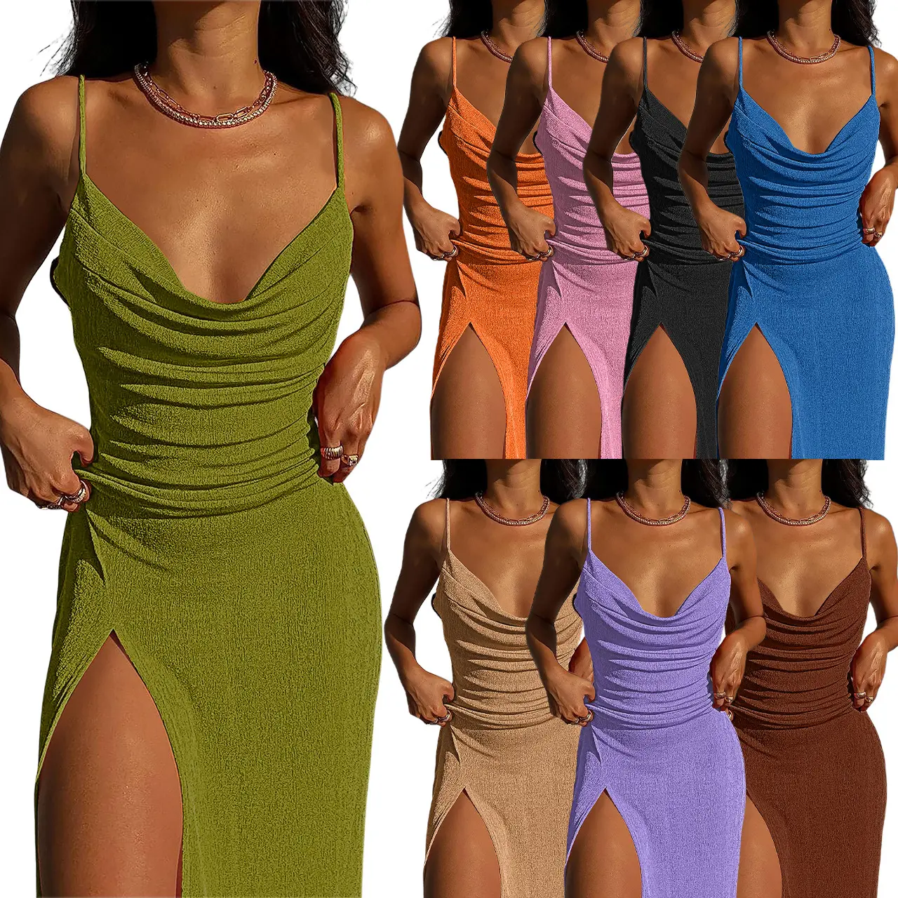 M806 2023 Herfst Nieuwe Split Bandage Sexy Club Feestjurk Vrouwen Lange Bodycon Slip Dress