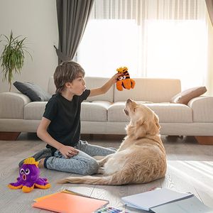 売れ筋かわいいペット用品ソフトスタッフィングぬいぐるみ面白いフリップタコ食べ物きしむ耐久性のあるバイト耐性犬のおもちゃ - Product Image 6
