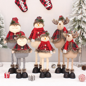 Ensemble de figurines en peluche de Noël 80 cm, bonhomme de neige et rennes traditionnels, décoration intérieure pour salon - Product Image 1