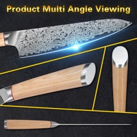 Couteau de cuisine professionnel en acier Damas VG10 à 67 couches, 8 pouces, avec manche en bois naturel et logo personnalisé, 10 % de réduction, vente chaude aux États-Unis