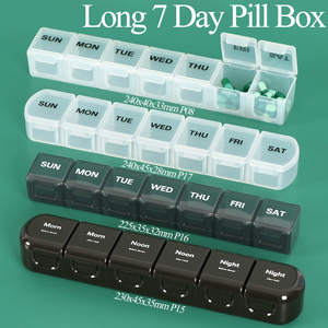 SUNSHING Boîte de rangement de médicaments hebdomadaire en vrac pour 7 jours, organiseur de pilules portable, support de voyage pour vitamines, planificateur pour suppléments et huile de poisson - Product Image 1