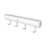 Lampu LED Sensor Gerak PIR Stickon, Lampu Malam Bertenaga Baterai Kering, Lampu Bawah Kabinet dengan Pengait untuk Lemari, Lemari Pakaian, dan Dapur