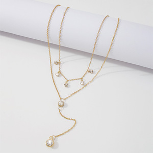 Collana Multistrato con Ciondolo Individuale per Donna, Catena Sottile con Diamante in Vetro, <span class=keywords><strong>Collare</strong></span> Semplice - Product Image 4