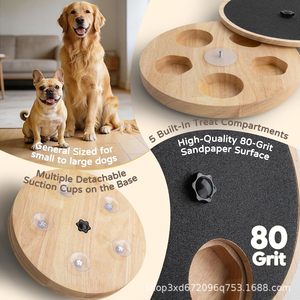 Cross-border wooden rotating dog <b>scratching</b> <b>post</b>, food storage box, paw protector, slow-feeding dish, feeder. - Product Image 1