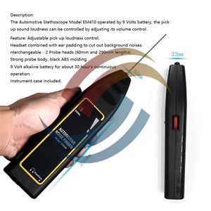 Transmisión del chasis del motor automotriz Instrumento de diagnóstico de ruido anormal Falla mecánica Estetoscopio electrónico EM410 - Product Image 3