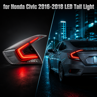 Feu arrière LED Star-Sky étanche avec lentille transparente, remplacement direct, pour Honda Civic Berline 2016-2018