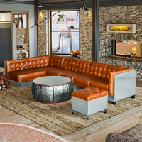 Chaise longue de luxe rétro industrielle en cuir, rafraîchissante, pour salon, chambre, salle à manger, loft, atelier, école, mobilier