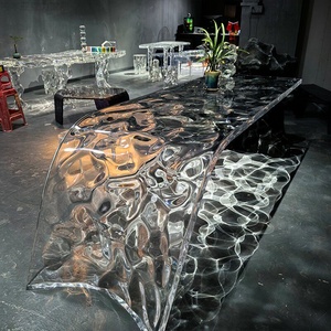 Transparent Platinum Crystal Flying Modern Design Acrylic Tea <b>Table</b> Iceland Model Room Hotel Villa Glacier Water Ripple Art - Product Image 5