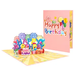 Großhandel Geburtstag 3D Pop-up Grußkarten kreative dreidimensionale Papier-Grußkarte Geburtstag Segen Nachricht Karte