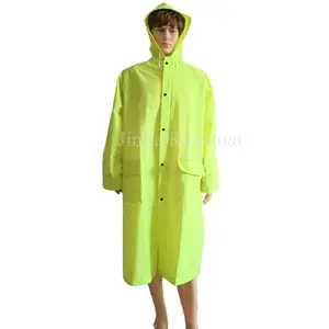 Imperméable long personnalisé robuste avec capuche vêtements de travail haute visibilité manteau de pluie en polyester pvc imperméable réutilisable pour hommes femmes
