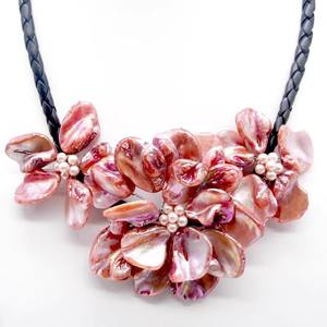 Argent sterling or vermeil mère de rétro sculpté à la main venu pendentif naturel couleur pure coquille <span class=keywords><strong>collier</strong></span> de perles coquille perle - Product Image 2