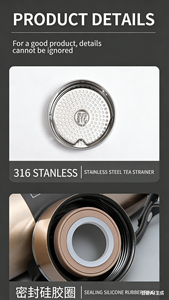 زجاجة مياه ذكية مزدوجة الجدار من الفولاذ المقاوم للصدأ 316، قوارير فراغية مستدامة للرجال والنساء والأطفال - Product Image 6