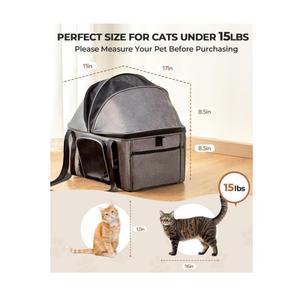 Erweiterbarer Großer Katzen- und Hundetransportbehälter Konvertierbar Zusammenklappbar mit Halboffener Kuppel Hunde- und Katzen-Autositz Haustier-Autositz - Product Image 5