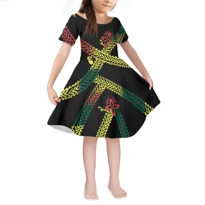 Polynesian Tribal Fijian Totem Dresses Tattoo Fiji Print Summer Kid Dress Holiday Beach Party Multicolor Luxury Fashion Clothing