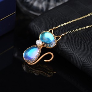 Colgantes de cola de ballena y mariposa para mujer, collares de ópalo chapados en plata y oro, Gato bonito tejido a mano, novedad de 2022 - Product Image 3