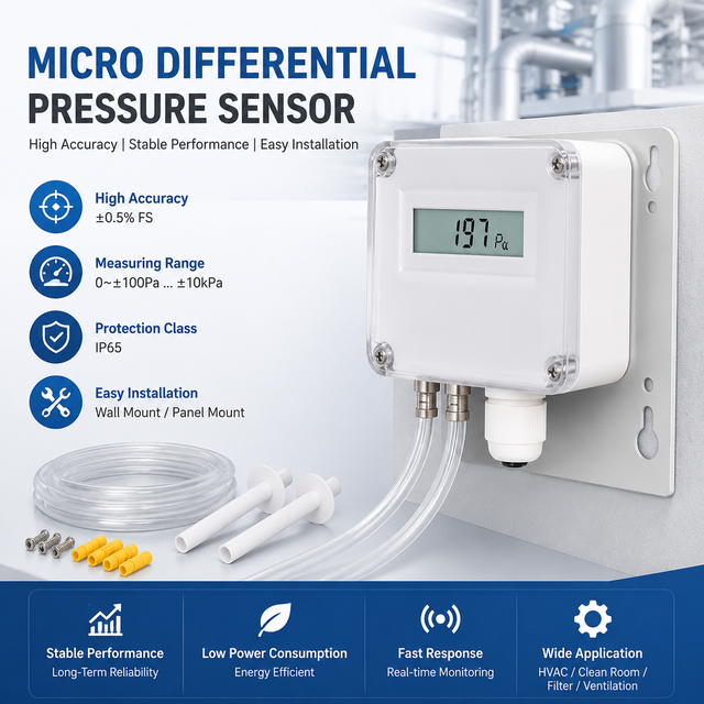 OEM Smart Digital Micro Differential Pressure Sensor Differential Pressure Transducer Pressure Transmitter for HVAC Applications