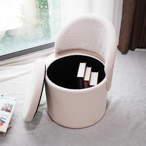 Ghế Nhung Chần Bông Kem Màu Be Trắng Mềm Ottoman Tròn Phân Pouffe Ottoman Footstool Ghế Chân Phân - Product Image 3