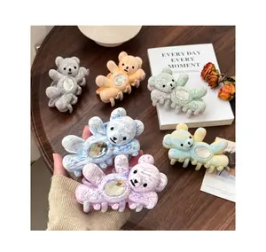 New Design Cute Little Bear Hair Claw Clips 11cm Colorful Inlay Crystal Resin Hair Accessories For Women