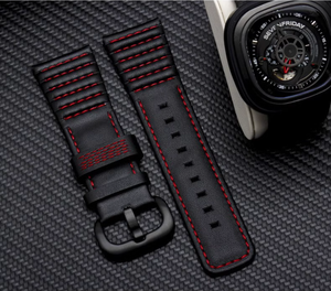 Correa de reloj de pulsera de repuesto, correa de cuero ondulado, hebilla de cinturón, accesorios Sieben Freitags para Seven Friday P3B /01 S2/ <span class=keywords><strong>P1</strong></span> P2 28MM - Product Image 5