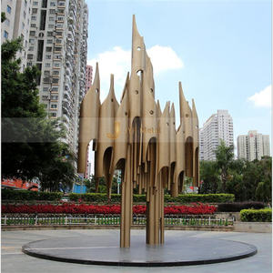 ประติมากรรมสแตนเลสขัดเงาติดพื้นสำหรับภายนอกอาคาร ทนทาน กันน้ำ สไตล์อาร์ตเดโค - Product Image 6