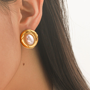 Boucles d'oreilles clous bohèmes vintage en pierre œil de tigre texturée, motif fleur de soleil, plaqué or, étanches, pour femme, idéales pour les soirées - Product Image 4