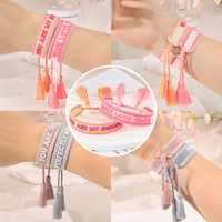 Bracelet à breloques à la mode nouveau style personnalisé unisexe Bracelet tissé à lettres brodées tridimensionnelles transfrontalières
