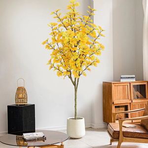 Albero di Ginkgo Artificiale in Seta per Interni, da Pavimento, <span class=keywords><strong>Verde</strong></span>, Portafortuna, Vendita all'Ingrosso dal Produttore - Product Image 1