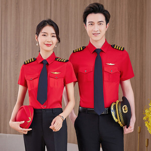Airline Uniform White Shirt With Epaulettes For Women And Men Workwear Pilot Style Slim Fit Polyester Fiber - Product Image 2