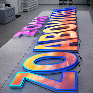 Lettres lumineuses LED RGB à changement de couleur, directement de l'usine, programmables, entièrement illuminées, signe lumineux couleur intégrale - Product Image 4