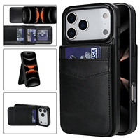 Étui de protection élégant en cuir PU avec porte-cartes arrière, fonction béquille et protection anti-chute pour iPhone 17/18 Pro Max