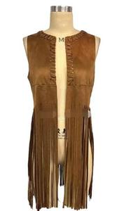 Femmes ouvert devant glands 70s Hippie été <span class=keywords><strong>Costume</strong></span> frange gilet <span class=keywords><strong>Cowgirl</strong></span> Faux daim mascarade Costumes en Col Dker - Product Image 4