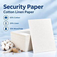 Papier Bond Yorlan Imperméable Coton et Lin Format A4 65% Coton 20% Lin 15% Pâte Vierge Non Couché avec Revêtement à Base d'Amidon pour la Sécurité