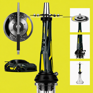 Chicha de style course haut de gamme en acier inoxydable de 52 cm, avec base en verre et un seul tuyau, coffret cadeau, ensemble complet pour bars et salons, vente en gros - Product Image 3