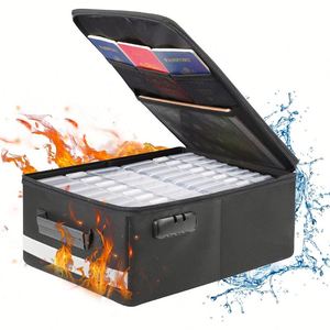 Caja Organizadora de Fotos Ignífuga con Cerradura y Asa, 16 Compartimentos Transparentes de 4x6 Pulgadas, Caja de Almacenamiento Ignífuga para Fotos - Product Image 1