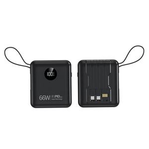 Banco de Energía de Carga Rápida Mini de 66W con Cable Integrado y Logotipo Personalizado - Product Image 2