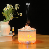 Diffuseur d'arômes ultrasonique, humidificateur à effet de fissure volcanique avec lumière LED à effet de flamme douce, arrêt automatique pour la table de chevet de la chambre à coucher