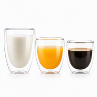 Gelas Kaca Dinding Ganda Modern 80-450ml Tahan Panas Transparan untuk Bir dan Air, Set Gelas Minum Grosir untuk Rumah