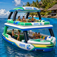 Île flottante gonflable portable avec auvent détachable pour les vacances en famille au lac, à la plage, en plein air ou dans un complexe hôtelier