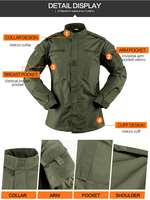 Ensemble veste et pantalon tissés respirants ACU vert personnalisé, tissu durable pour l'entraînement en plein air et l'uniforme quotidien