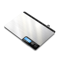 Balance de cuisine numérique J&R, grande et plate, en acier inoxydable, 15 kg (33 lb), avec règle
