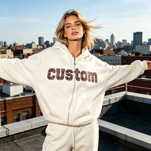 <span class=keywords><strong>Sweat</strong></span> à <span class=keywords><strong>capuche</strong></span> <span class=keywords><strong>zippé</strong></span> surdimensionné personnalisé pour <span class=keywords><strong>femme</strong></span>, imprimé camouflage avec lettres, <span class=keywords><strong>sweat</strong></span> à <span class=keywords><strong>capuche</strong></span> entièrement <span class=keywords><strong>zippé</strong></span> avec logo personnalisé, streetwear décontracté - Product Image 1