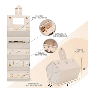 กล่องของขวัญเครื่องประดับแบบพับได้พิมพ์ลายสี่เหลี่ยมพร้อมที่ปิดซิปสำหรับบรรจุภัณฑ์ของขวัญวันวาเลนไทน์ - Product Image 4