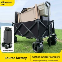 Chariot de camping pliable et synchronisé pour l'extérieur, avec double frein, idéal pour les pique-niques et la vente ambulante, modèle SYNC-R09