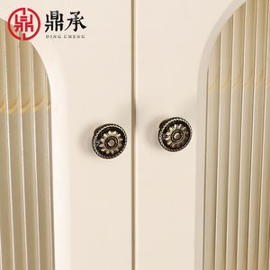 Dingcheng European Retro Brass Cabinet Handle Antique Style Single Hole Furniture Hardware <b>Drawer</b> Pull Knob - Product Image 3