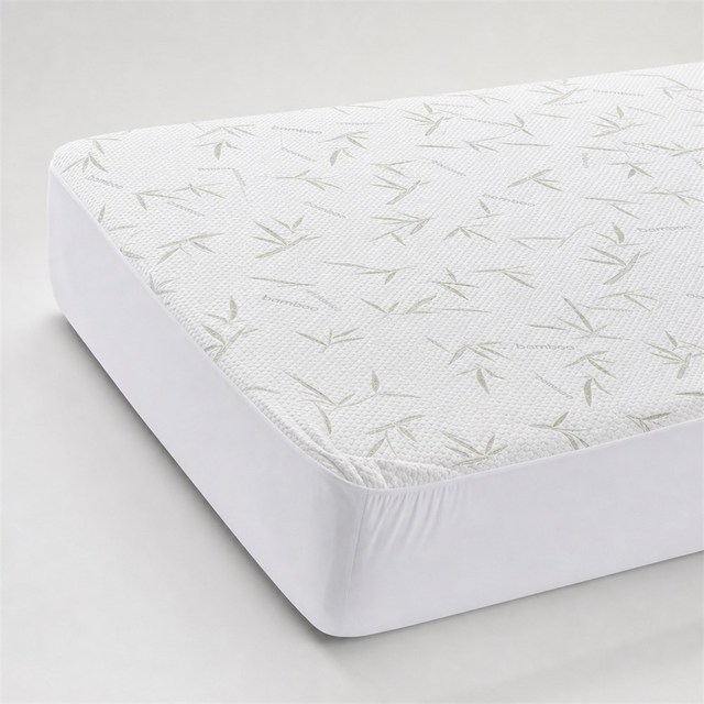 Bamboo Fiber Waterproof Fitted Sheet Ultrasonic Honeycomb Quilted Mattress Protector TPU Breathable White Elastic Cover for Home