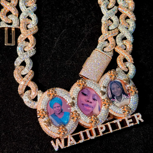 Cadena con colgante de letras con foto personalizada de fábrica, collar con colgante de joyería de lujo con diamantes de moissanita VVS de Plata de Ley 925 para regalo - Product Image 5