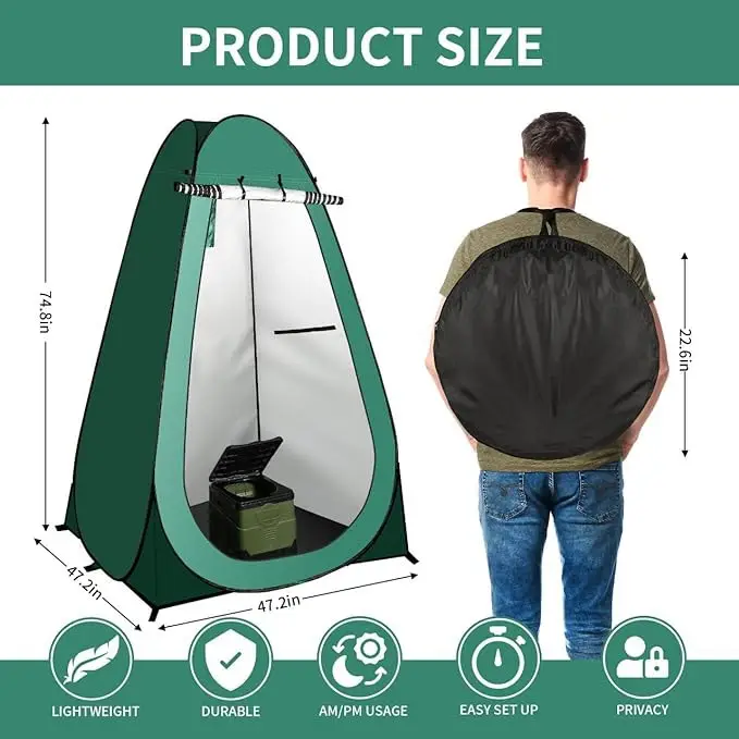 Sturdy Portable Camping Toilet Pop-Up Tent Privacy Shower Tent for Adults and Children for Holiday Travel Toilets