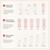 Chaussettes de yoga personnalisées respirantes à séchage rapide, écologiques, en tricot, pour femmes, avec logo jacquard, chaussettes de Pilates mi-mollet antidérapantes